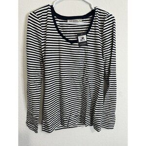 Just Jeans Women’s Navy Blue Striped Long Sleeve Shirt Top Size Medium